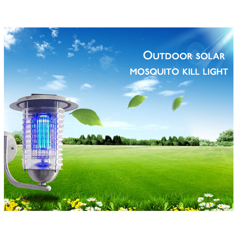 Lampe solaire avec destructeur d'insectes, piquet de terre inclus